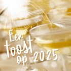 nieuwjaarskaart een toost op 2025